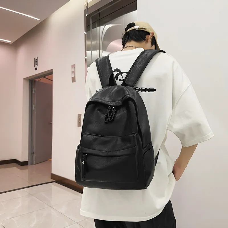 WXRX PU Backpack Unisex Brown/Khaki/Black-17