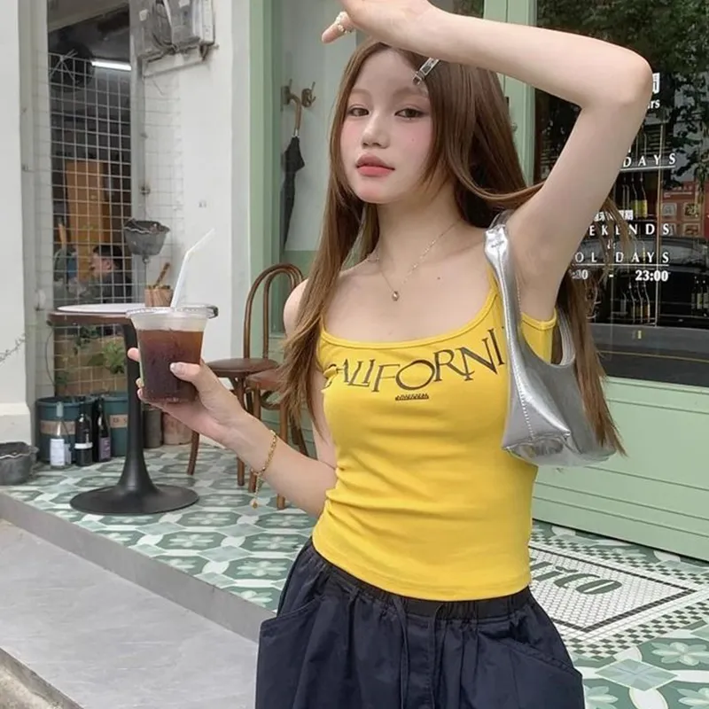 Giyu Tank Tops Women's Yellow-3