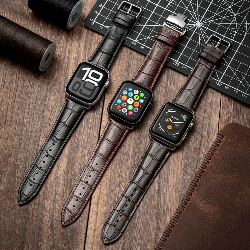 IStrap Apple Compatibility Watch Band 41/42/45/46/49mm Cowhide Leather Material-1