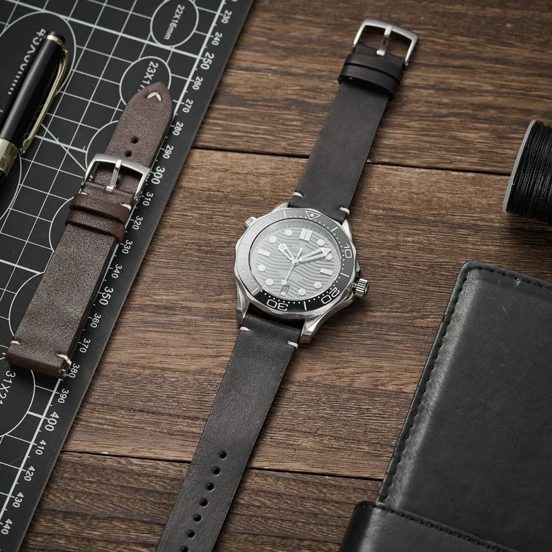 IStrap Omega Compatibility Watch Band 19/20/21mm Cowhide Leather Material-2