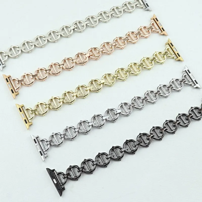 CHRROTA Women's Multi-Ring Metal Strap Compatibility For Apple Watch Apple Watch Iwatch 9th Generation 8765 Watch Strap-1