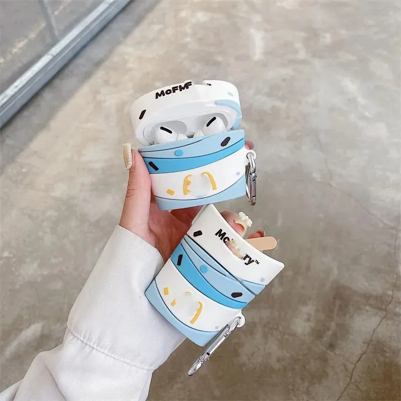 CHRROTA Compatibility With Apple AirPods 4 Silicone Cartoon Ice Cream Headphone Cases-1