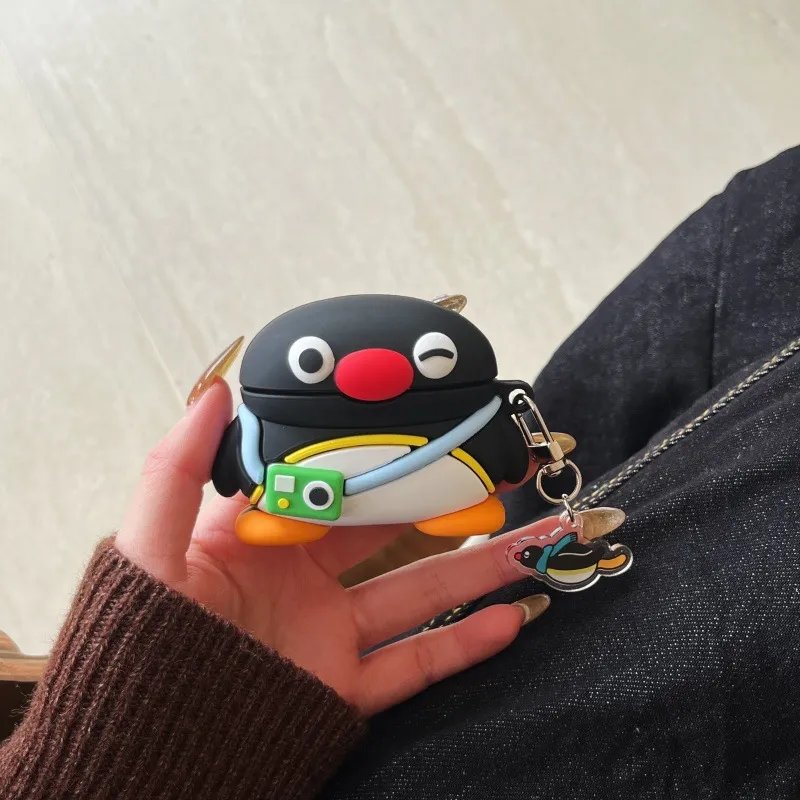 CHRROTA Compatibility With Apple AirPods 4 Silicone Camera Penguins Headphone Cases-3
