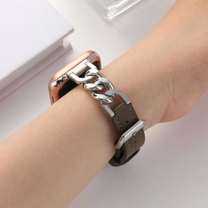 CHRROTA Compatibility Apple S10 Watch Single-Breasted Denim Chain Iwatch10 Strap S876 Watch Bands-3