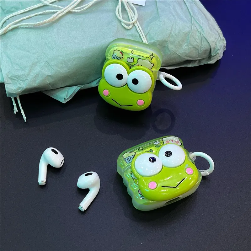 CHRROTA Compatibility With Apple AirPods 4 TPU Cute 3D Effect Little Frog Wireless Earphone Case Headphone Cases-2