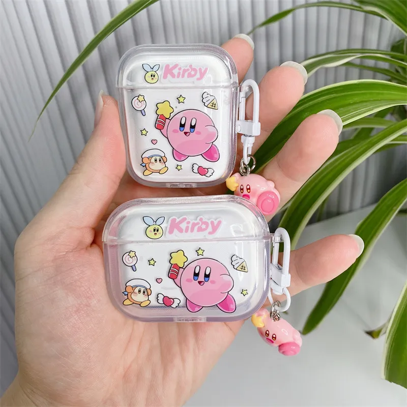 CHRROTA Compatibility With Apple AirPods 3 TPU Kirby Transparent Headphone Cases-1