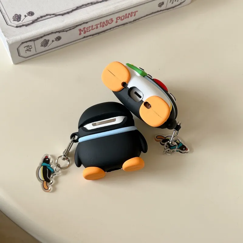 CHRROTA Compatibility With Apple AirPods 4 Silicone Camera Penguins Headphone Cases-4