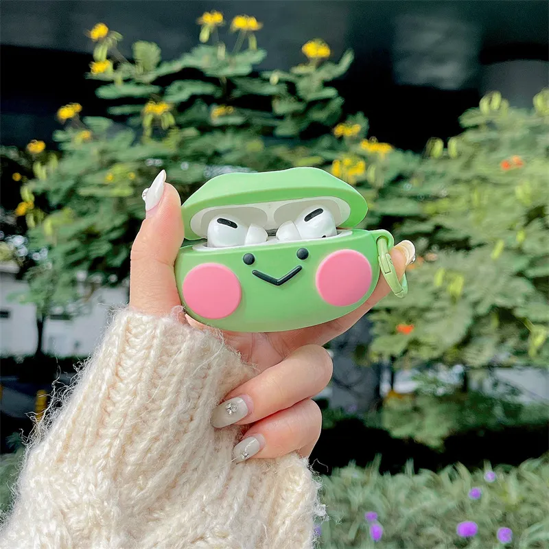 CHRROTA Compatibility With Apple AirPods 4 Silicone 3D Effect Frog Headphone Protective Cover Headphone Cases-2