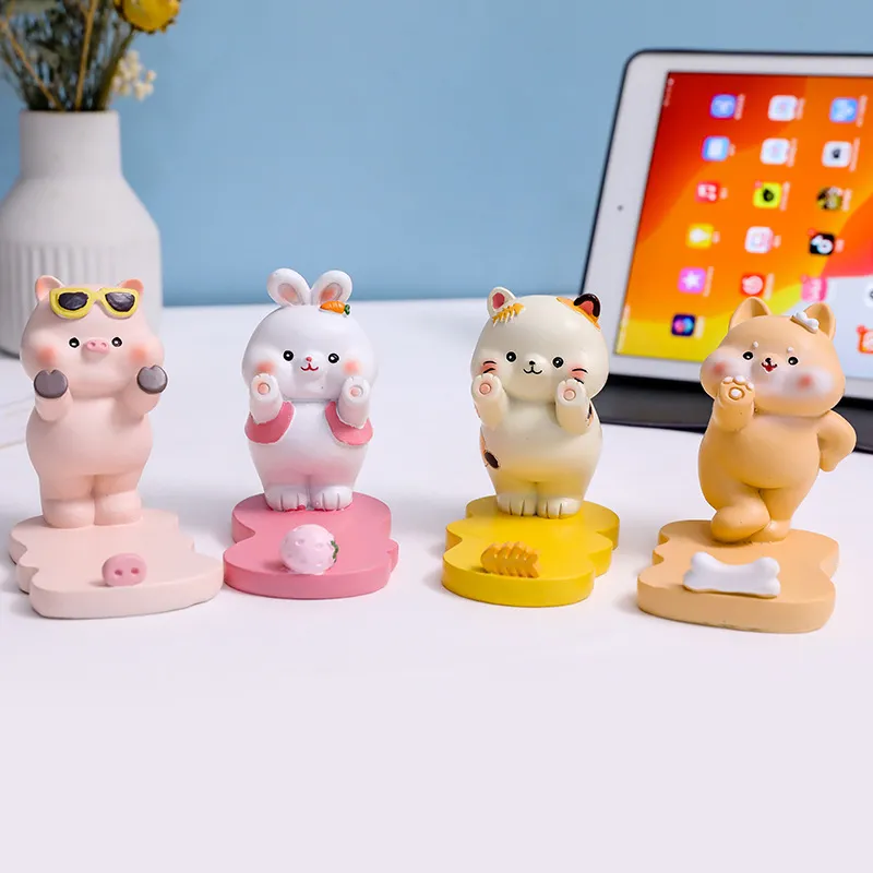 CHRROTA Healing-Themed Cartoon Elegant Dog Phone Stand Ornament Resin Craft For Binge-Watching Floor-2