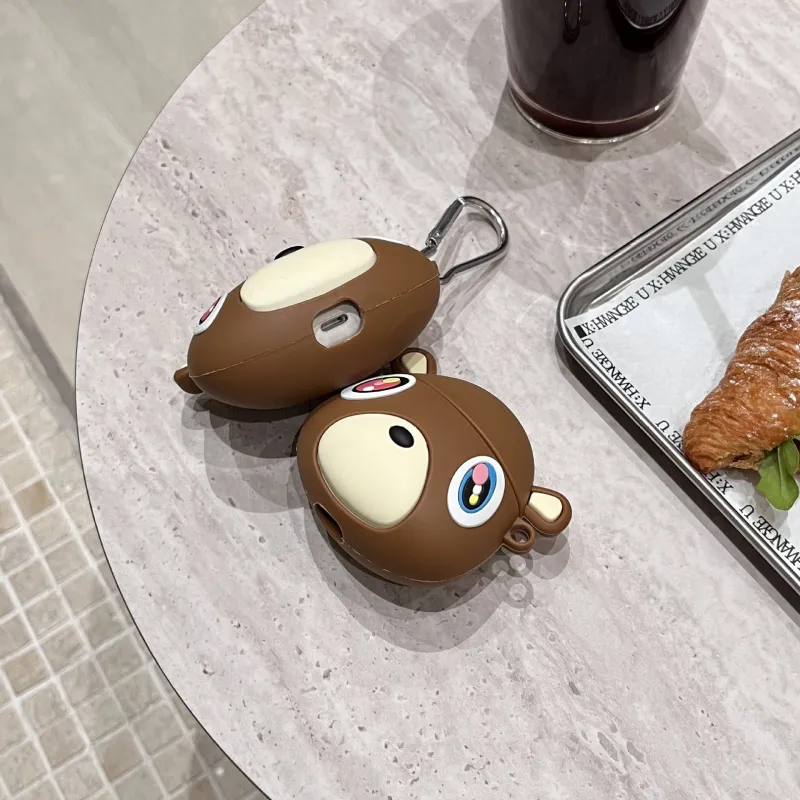 CHRROTA Compatibility With Apple AirPods 4 Silicone Cartoon Brown Truant Bear Headphone Cases-3