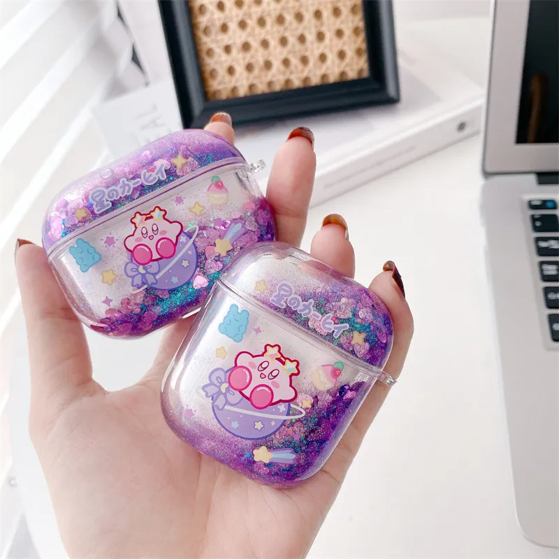 CHRROTA Compatibility With Apple AirPods 4 TPU Cartoon Kirby Sand Hard Shell Headphone Cases-1