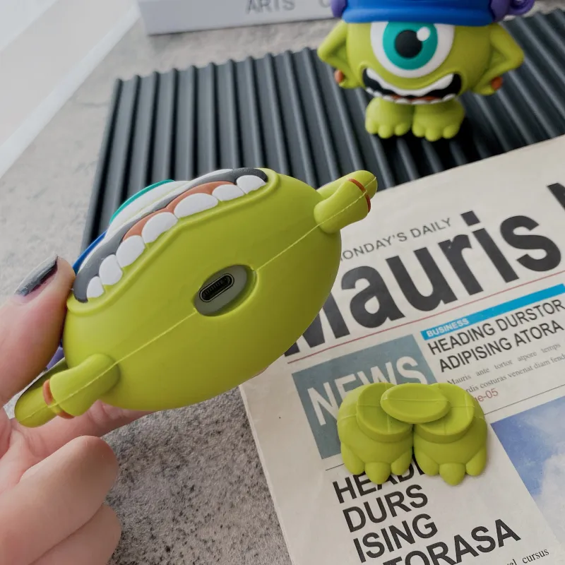 CHRROTA Compatibility With Apple AirPods 4 Silicone Cartoon Big Eyed Character Headphone Cases-2