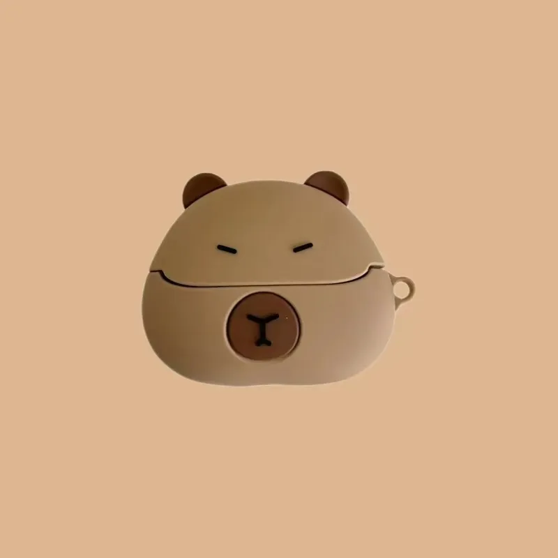 CHRROTA Compatibility With Apple AirPods 4 Silicone Cartoon Brown Bear Headphone Cases-2