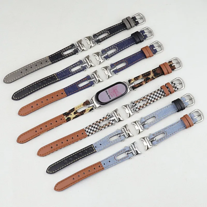 CHRROTA Watch Band Xiaomi Compatibility Metal, Denim Material-2