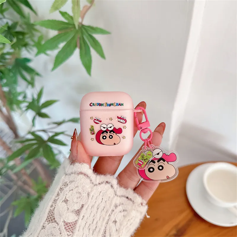 CHRROTA Compatibility With Apple AirPods 4 TPU Cartoon Pink Shin Chan Headphone Cases-3