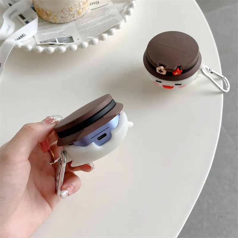CHRROTA Compatibility With Apple AirPods 4 Silicone Cartoon Hu Tao Ghost Headphone Cases-3