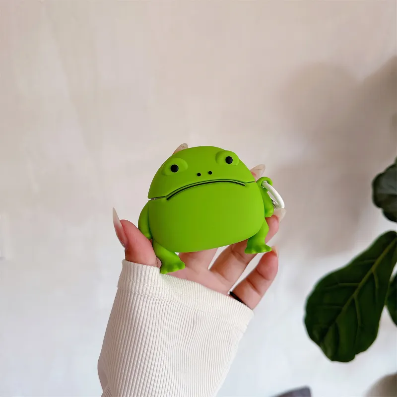 CHRROTA Compatibility With Apple AirPods 4 Silicone Cartoon Frog Headphone Cases-1