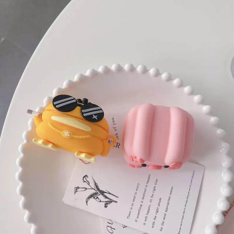CHRROTA Compatibility With Samsung Buds Collection Silicone Cartoon Social Duck Impact Resistant Headphone Cases-1