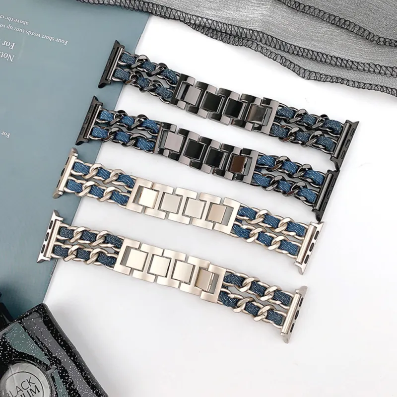 CHRROTA Watch Band Compatible With All Devices Denim, Metal-2