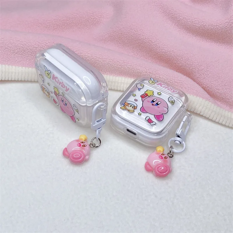 CHRROTA Compatibility With Apple AirPods 3 TPU Kirby Transparent Headphone Cases-4