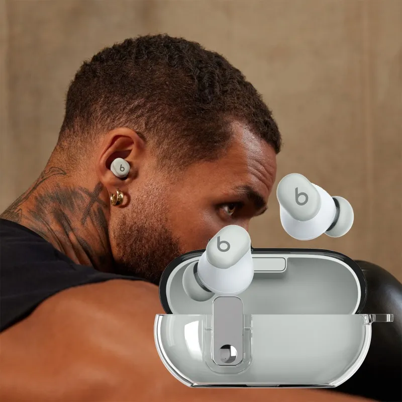CHRROTA Compatibility Magic Sound Beats Solo Buds TPU Transparent Lock Soft Shell Electroplated Button Headphone Case-2