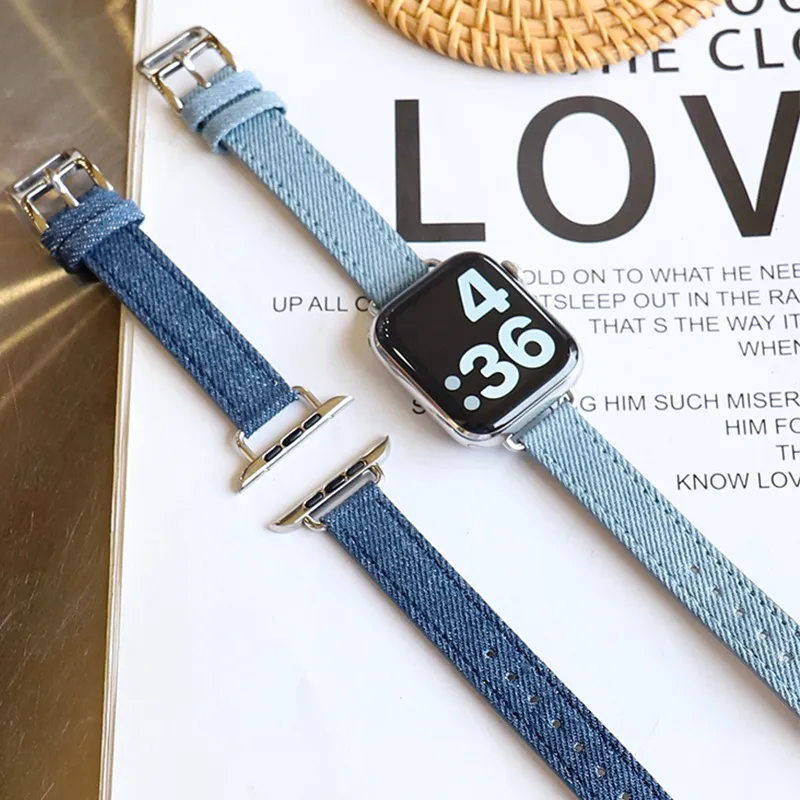 CHRROTA Compatible With Apple Devices Watch Band Denim Material-2