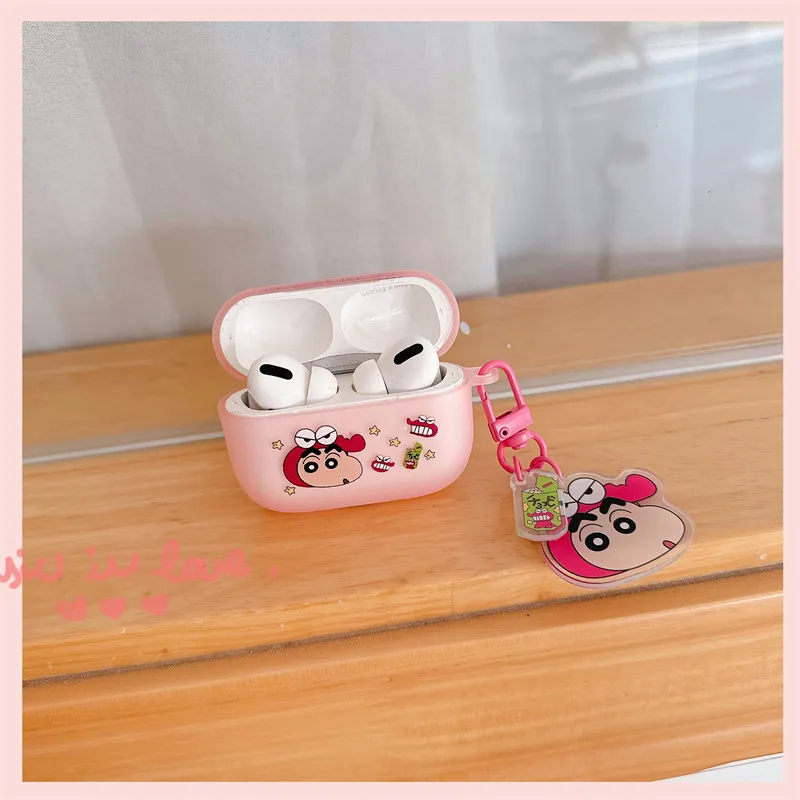 CHRROTA Compatibility With Apple AirPods 4 TPU Cartoon Pink Shin Chan Headphone Cases-4