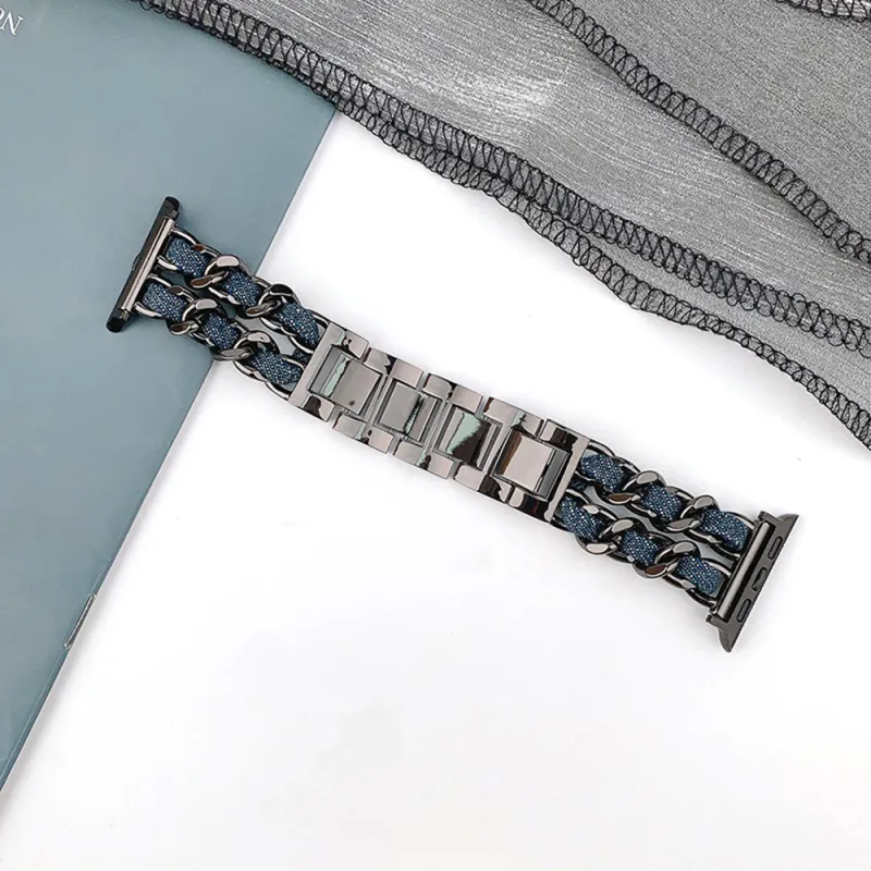 CHRROTA Watch Band Compatible With All Devices Denim, Metal-10