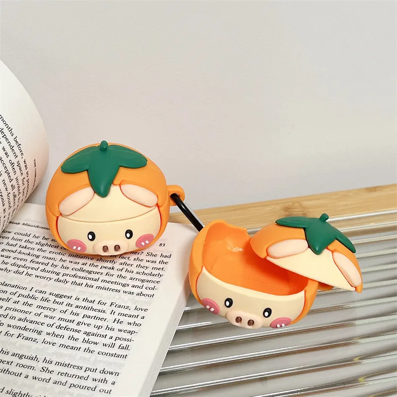 CHRROTA Compatibility With Baseus WM01 Silicone Persimmon Pig Headphone Sleeve Headphone Cases-2
