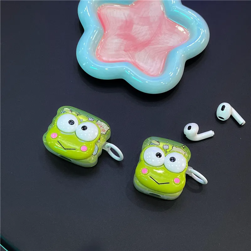 CHRROTA Compatibility With Apple AirPods 4 TPU Cute 3D Effect Little Frog Wireless Earphone Case Headphone Cases-3
