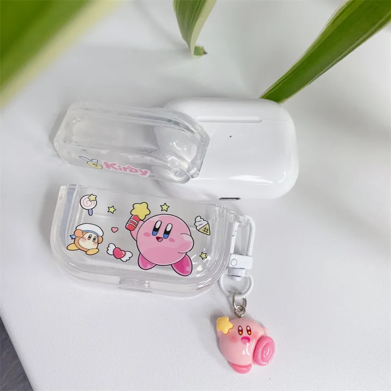CHRROTA Compatibility With Apple AirPods 3 TPU Kirby Transparent Headphone Cases-3