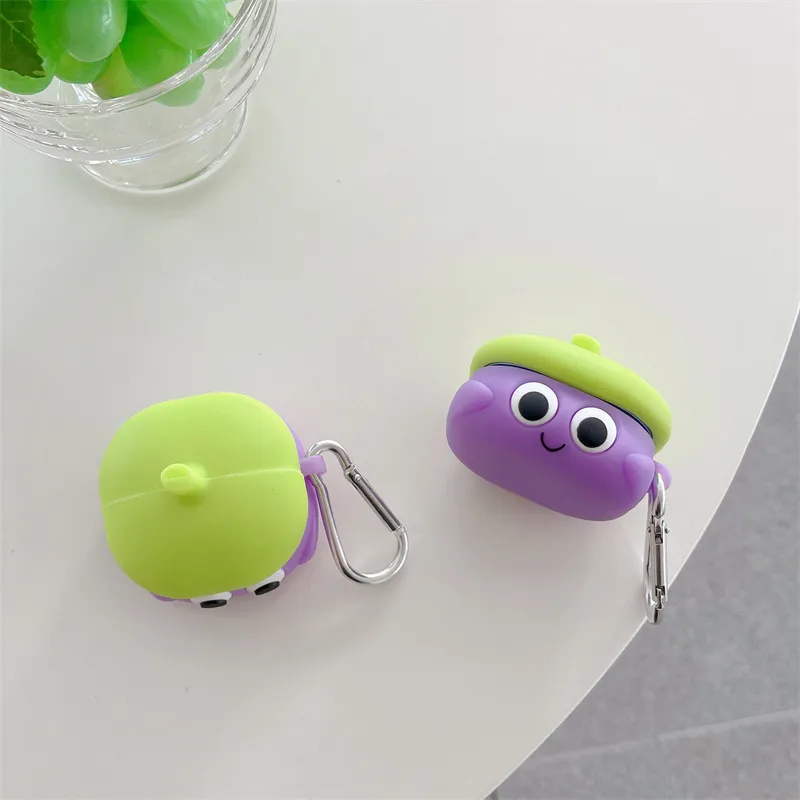 CHRROTA Compatibility With Samsung Buds Collection Silicone Cartoon Eggplant Impact Resistant Headphone Cases-1