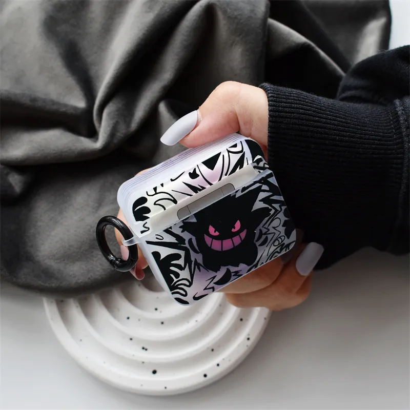 CHRROTA Compatibility With Apple AirPods Pro 2 Silicone Cartoon Black Purple Gengar Headphone Cases-2