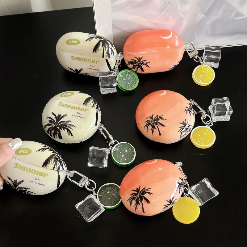 CHRROTA Compatible With Huawei Freebuds 4e Silicone Coconut Tree Wireless Bluetooth Headphone Protective Case-1
