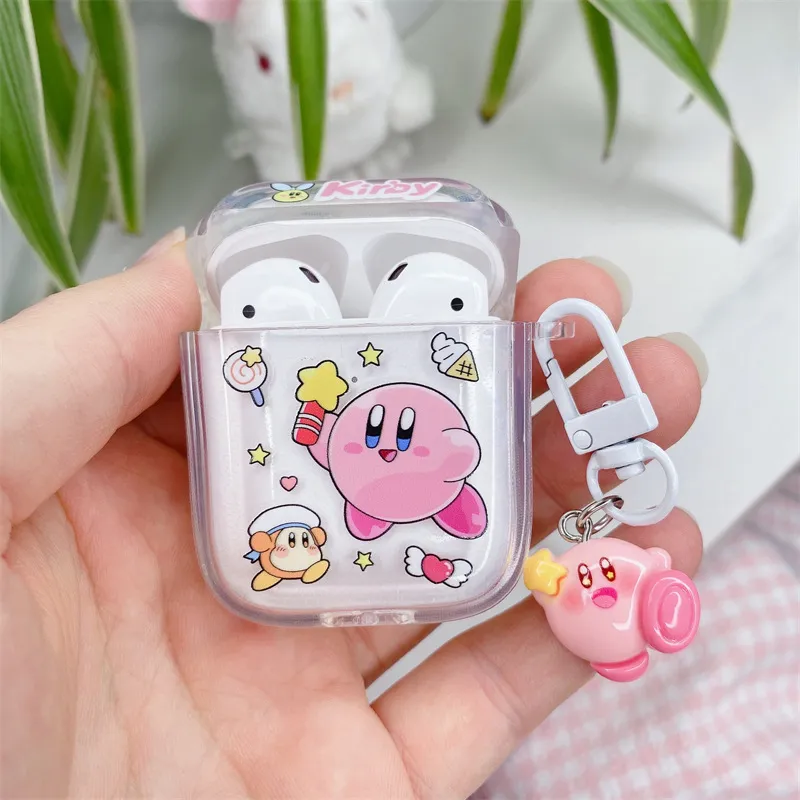 CHRROTA Compatibility With Apple AirPods 3 TPU Kirby Transparent Headphone Cases-2