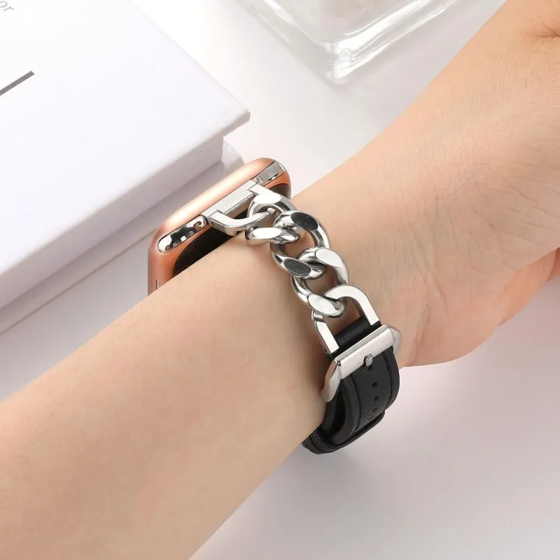 CHRROTA Compatibility Apple S10 Watch Single-Breasted Denim Chain Iwatch10 Strap S876 Watch Bands-1