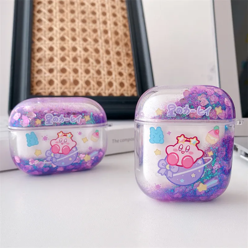 CHRROTA Compatibility With Apple AirPods 4 TPU Cartoon Kirby Sand Hard Shell Headphone Cases-2