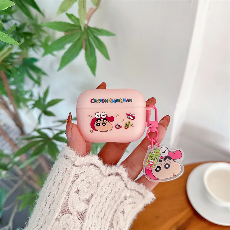 CHRROTA Compatibility With Apple AirPods 4 TPU Cartoon Pink Shin Chan Headphone Cases-2