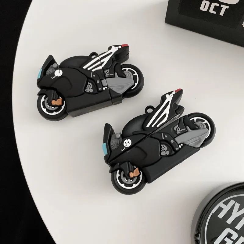 CHRROTA Compatibility With Apple AirPods 1/2 Generation/4/AirPods Pro/Pro2 Silicone Cartoon Cool Biker Headphone Cases-1