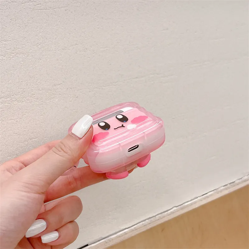 CHRROTA Compatibility With Apple AirPods Pro 2 Silicone Cartoon Cute 3D Effect Pink Kirby Headphone Cases-3