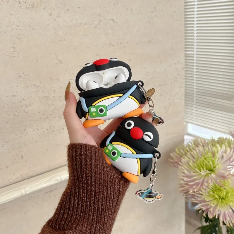 CHRROTA Compatibility With Apple AirPods 4 Silicone Camera Penguins Headphone Cases-2