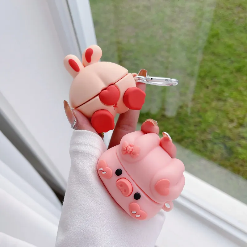 CHRROTA Compatibility Xiaomi Redmi Buds5 Pro/Red Beige Buds4Pro Silicone Cartoon Piglet Bluetooth Earphone Case-1