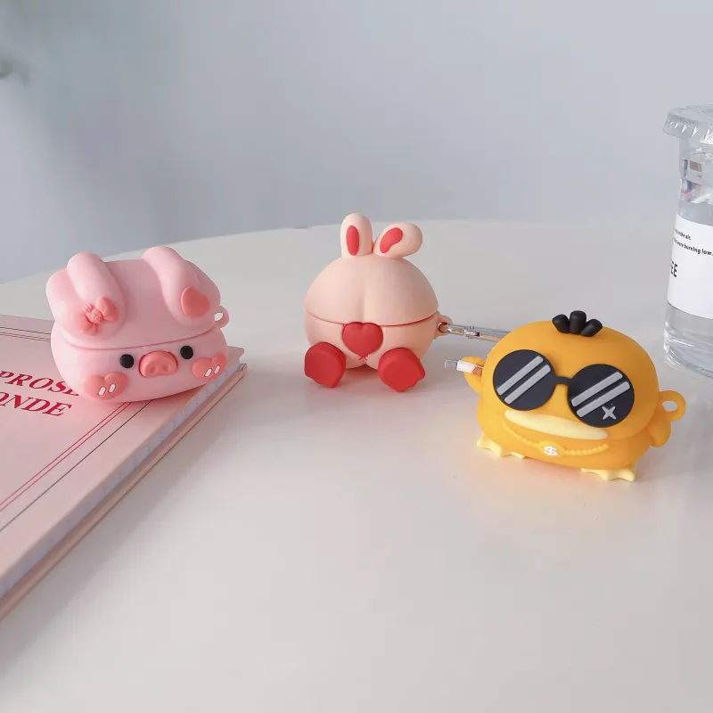 CHRROTA Compatibility With Samsung Buds Collection Silicone Cartoon Social Duck Impact Resistant Headphone Cases-2