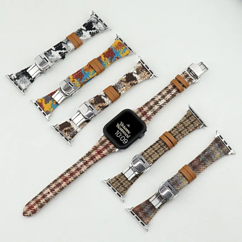 CHRROTA Watch Band Apple Compatibility Woolen Material-2