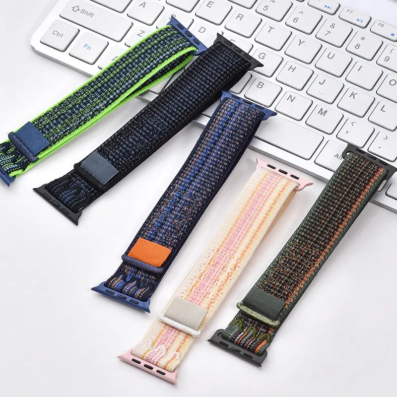 CHRROTA Compatible Apple Watch Series 10 Strap Nylon Loop With Hook and Loop Closure Watch Bands-2
