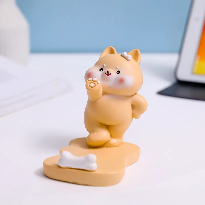 CHRROTA Healing-Themed Cartoon Elegant Dog Phone Stand Ornament Resin Craft For Binge-Watching Floor-1
