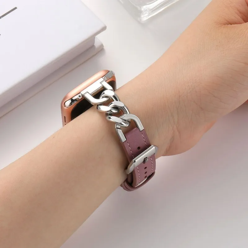 CHRROTA Compatibility Apple S10 Watch Single-Breasted Denim Chain Iwatch10 Strap S876 Watch Bands-5