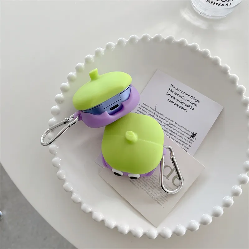 CHRROTA Compatibility With Samsung Buds Collection Silicone Cartoon Eggplant Impact Resistant Headphone Cases-2
