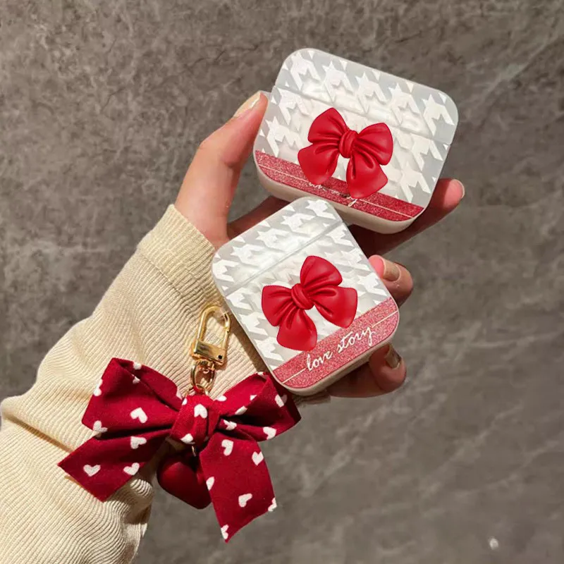 XINGCAIZI Compatibility With Apple AirPods 4 TPU 3D Effect Bowknot Protective Cover Headphone Cases-3