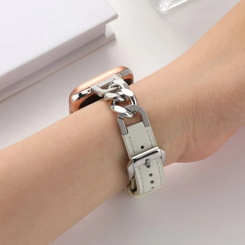 CHRROTA Compatibility Apple S10 Watch Single-Breasted Denim Chain Iwatch10 Strap S876 Watch Bands-7